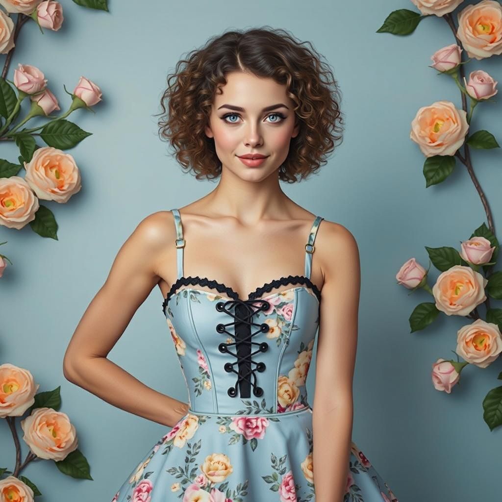 Gorgeous Brunette's Hilarious Laughter in Synthwave Style