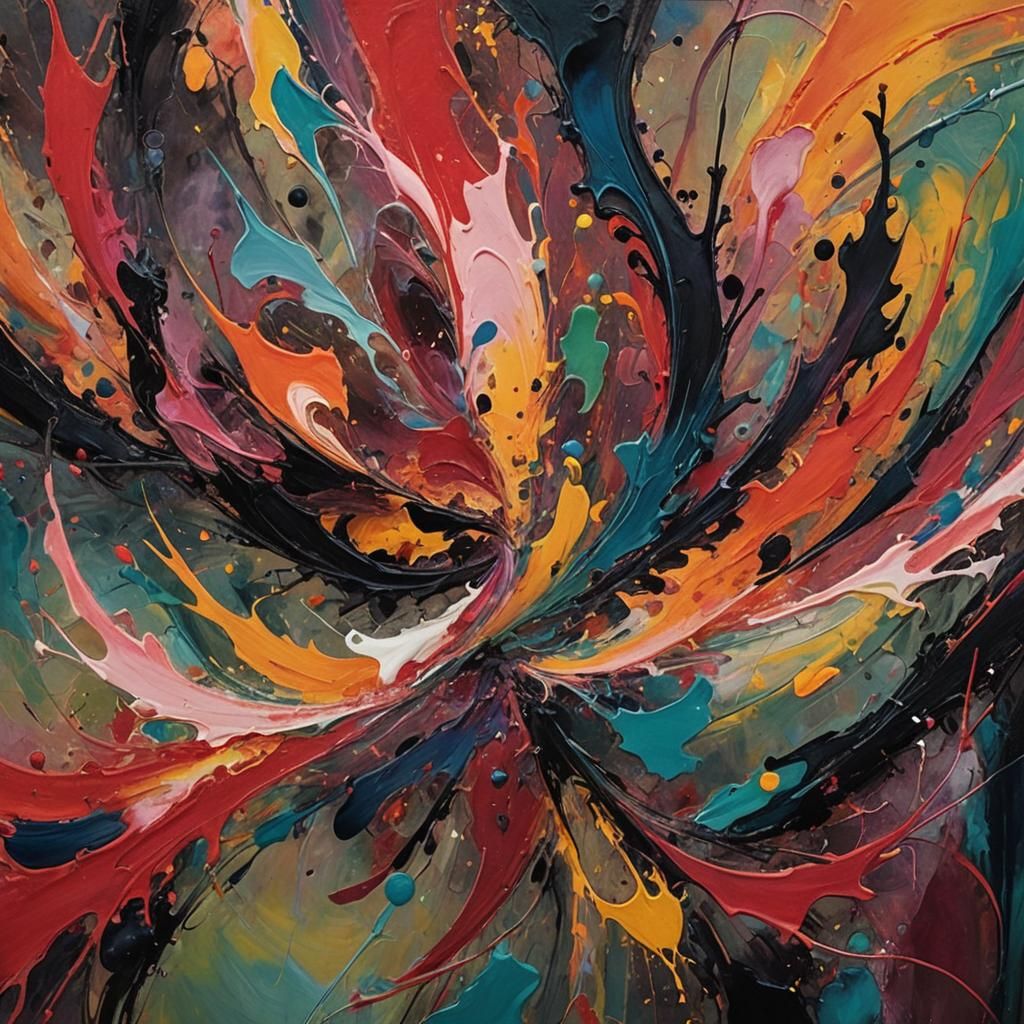 Abstract Expressionism: Swirling Vortex of Color