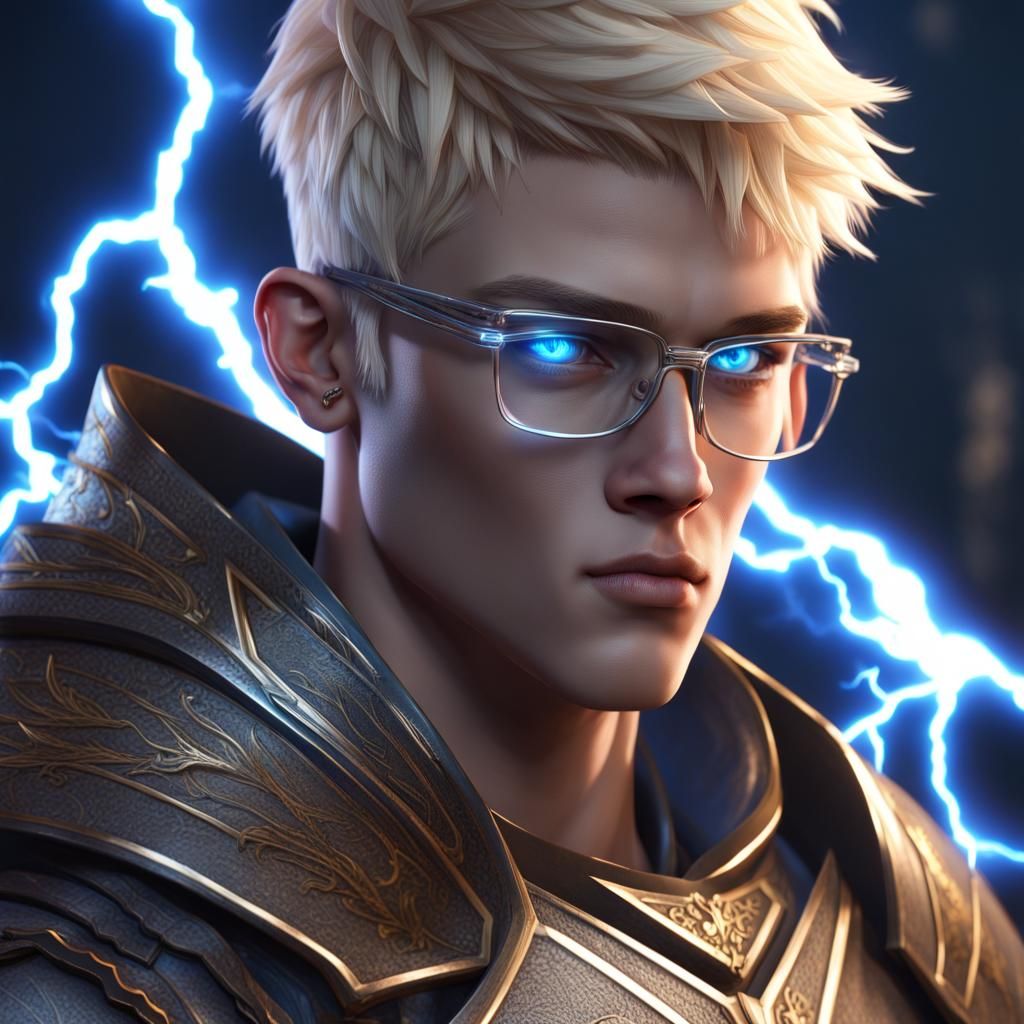 Teenage Demigod Swordsman with Lightning Eyes