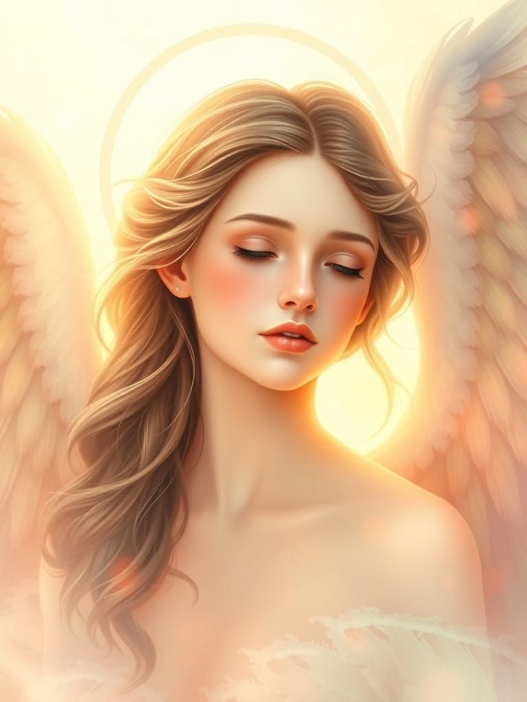 Dreamy Angel Tarot Card Clipart in Soft Watercolor Pastels