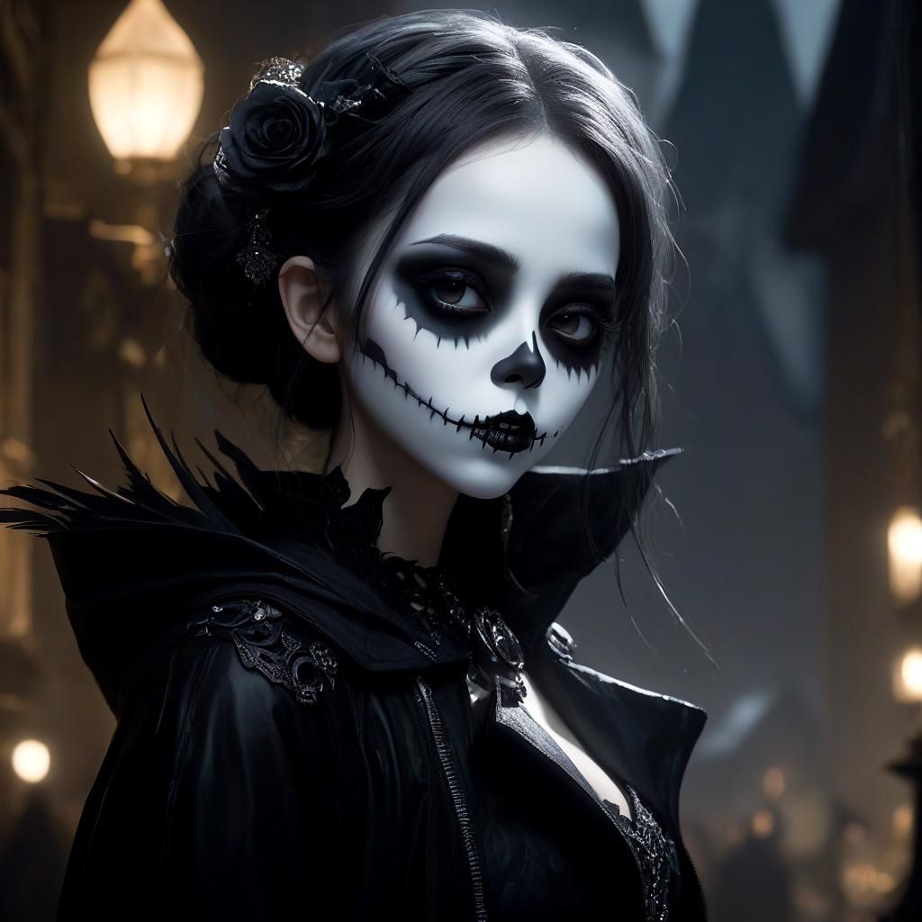 Eerie Portrait in Gothic Dark Fantasy Style