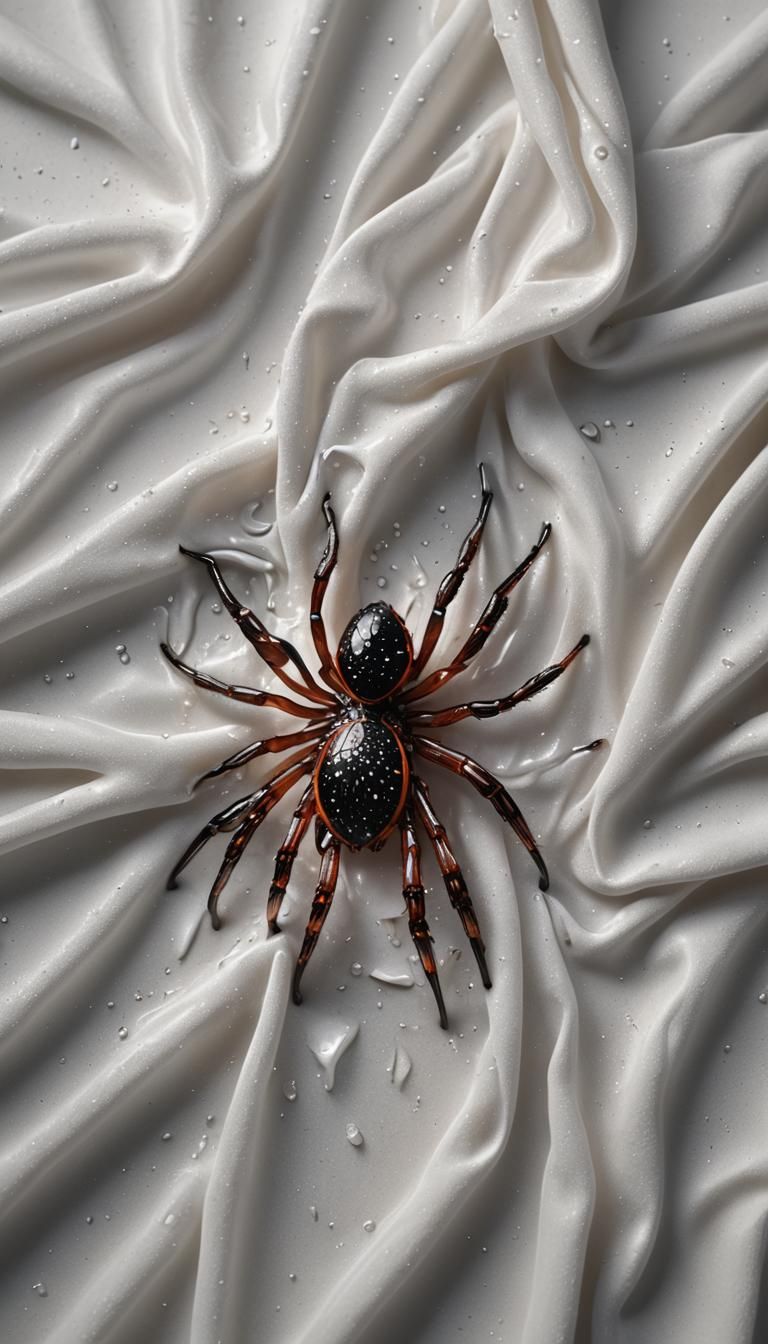 Crystal Spider on White Cloth: Ultra-Realistic 8K