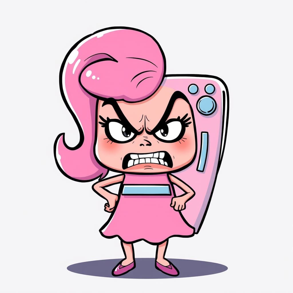Cartoon Appliance with an Angry Expression