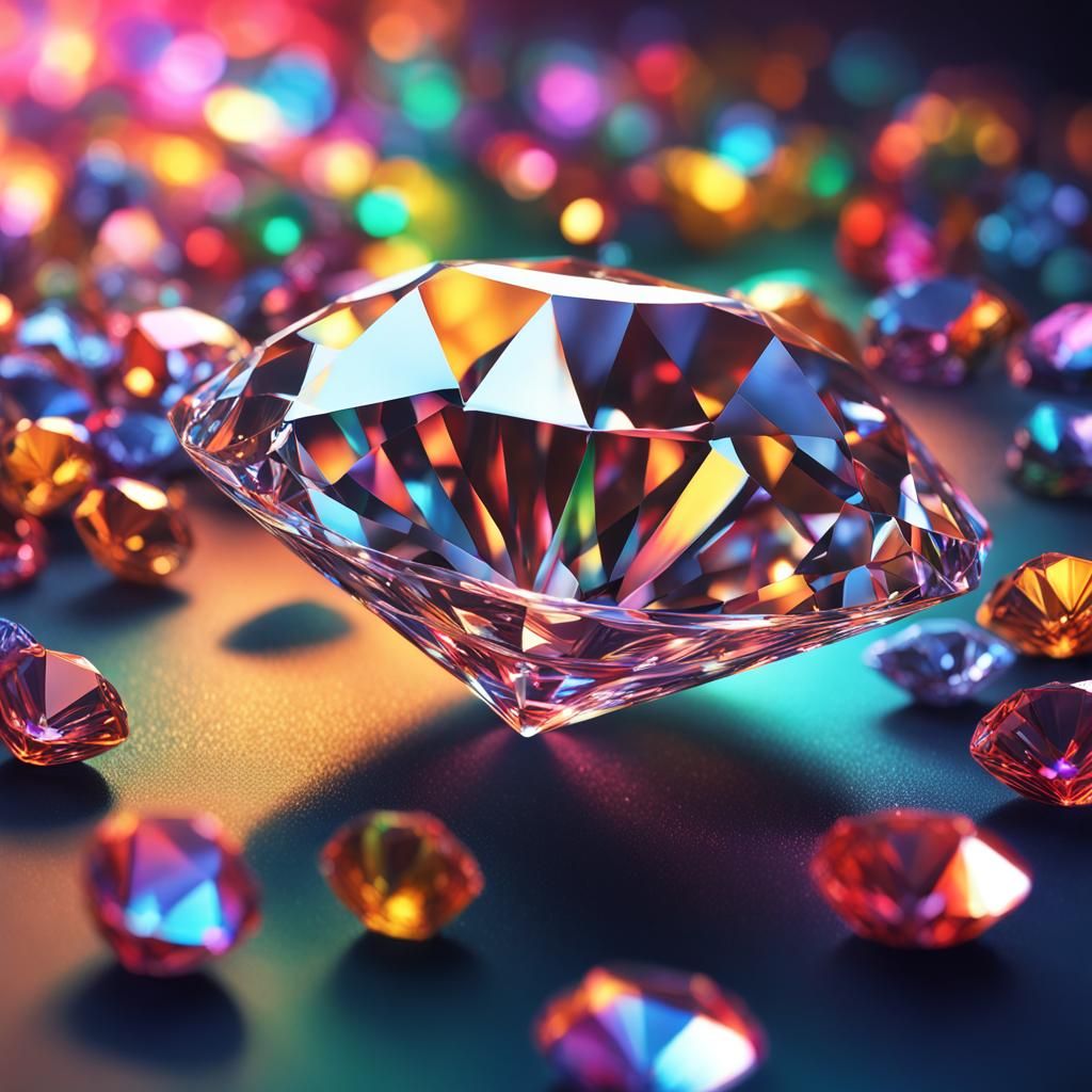 Hyperrealistic Diamonds in Splash Art Style