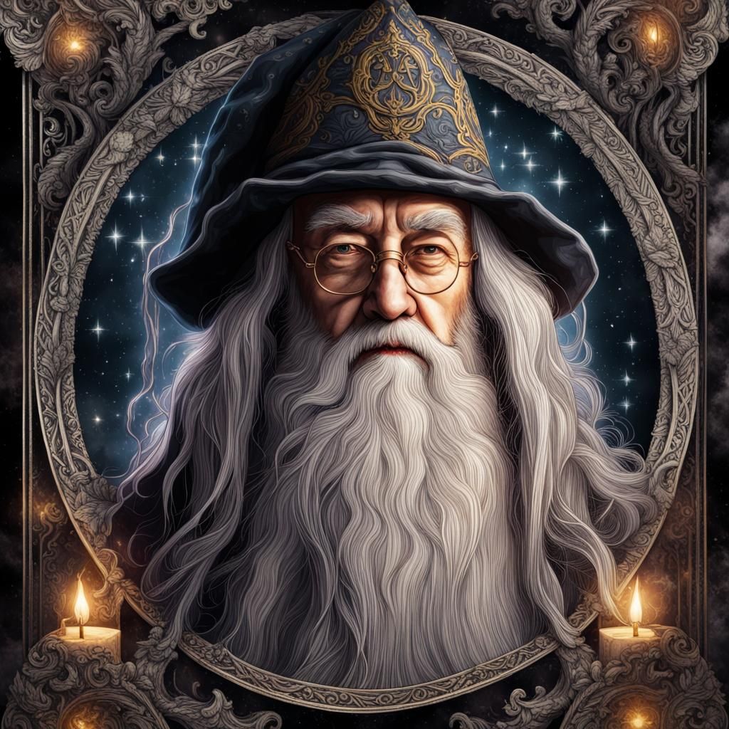 Detailed Dumbledore Tarot Card in HDR