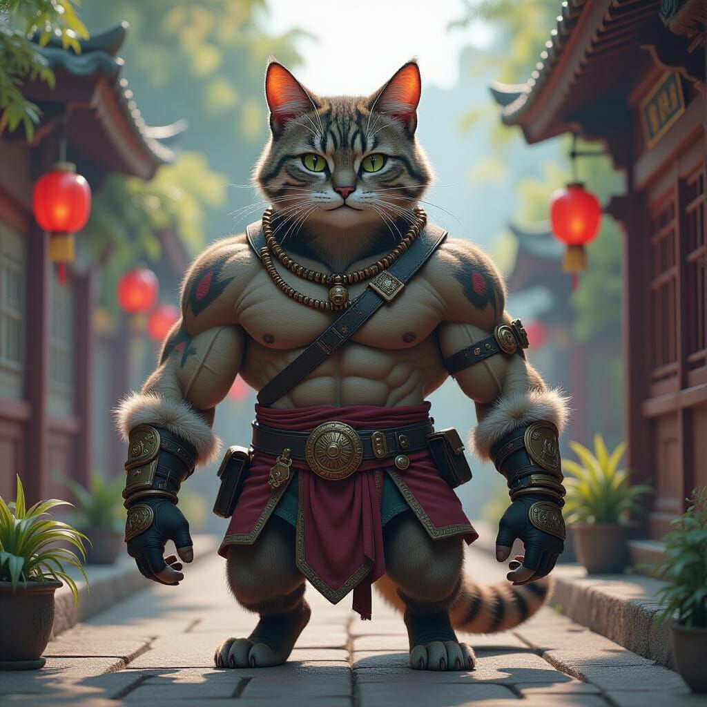 Muscular Chimera Character in Detailed Matte Painting