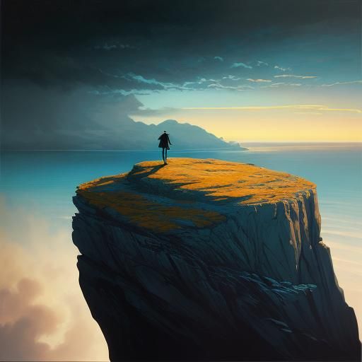 Surreal Figure Bathed in Light and Shadow