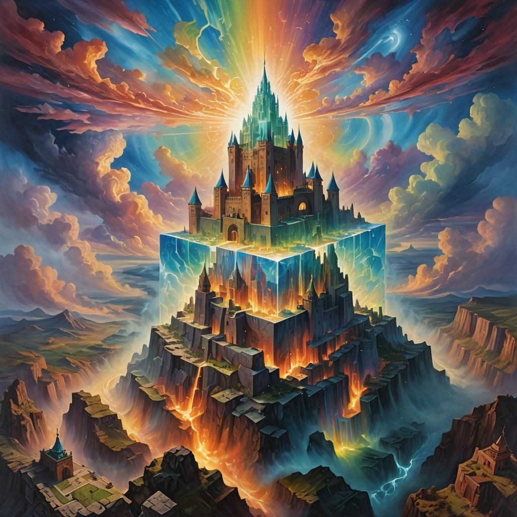 New Jerusalem Descends: A Surrealist Oil Painting