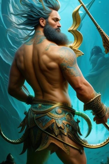 Poseidon Portrait: Hyperdetailed Fantasy Art in 4K