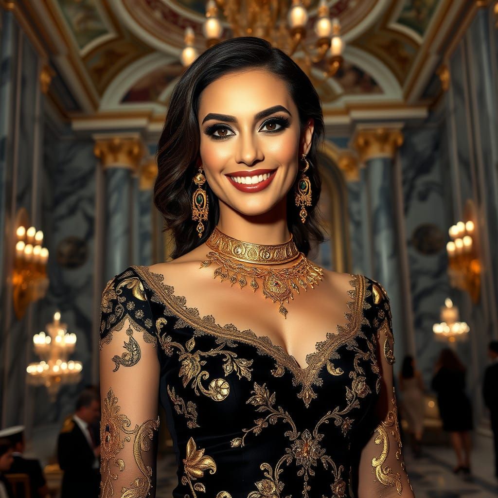 Glamorous Lebanese Beauty in Elegant Evening Attire