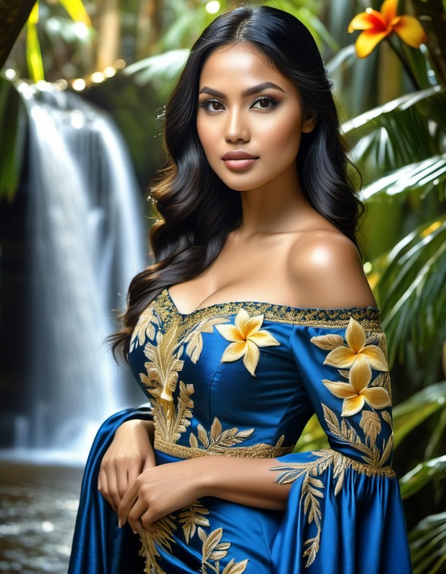 Beautiful Indonesian Woman in Tropical Forest: RAW Photo