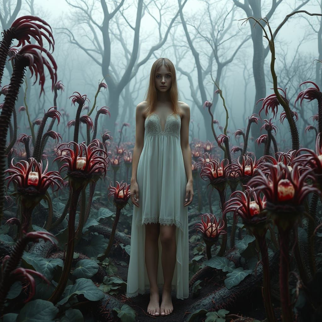Eerie Garden of Flesh-Eating Plants in Hyperrealism