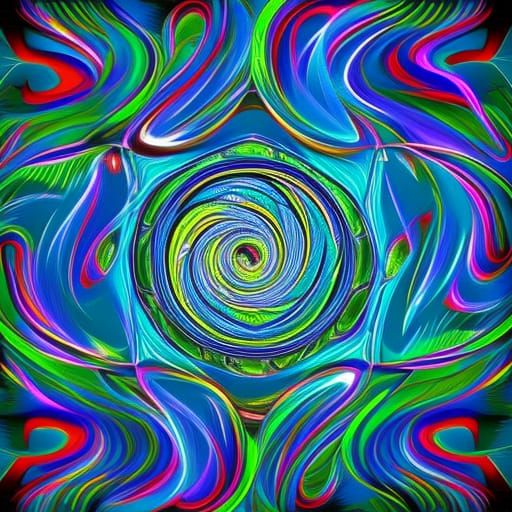 Blue Water Spiral in Graffiti Street Art Style