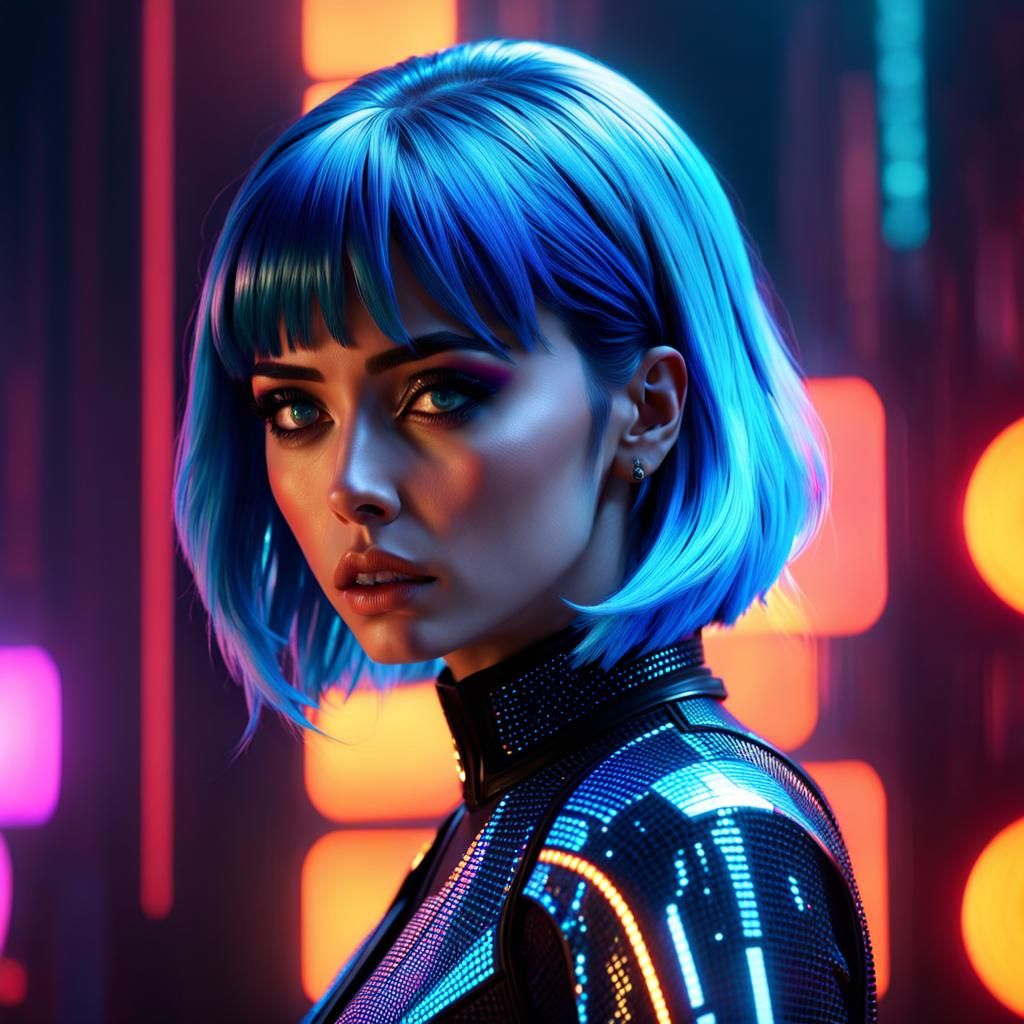 Blade Runner 2049 Holographic Figure in Photorealistic Style