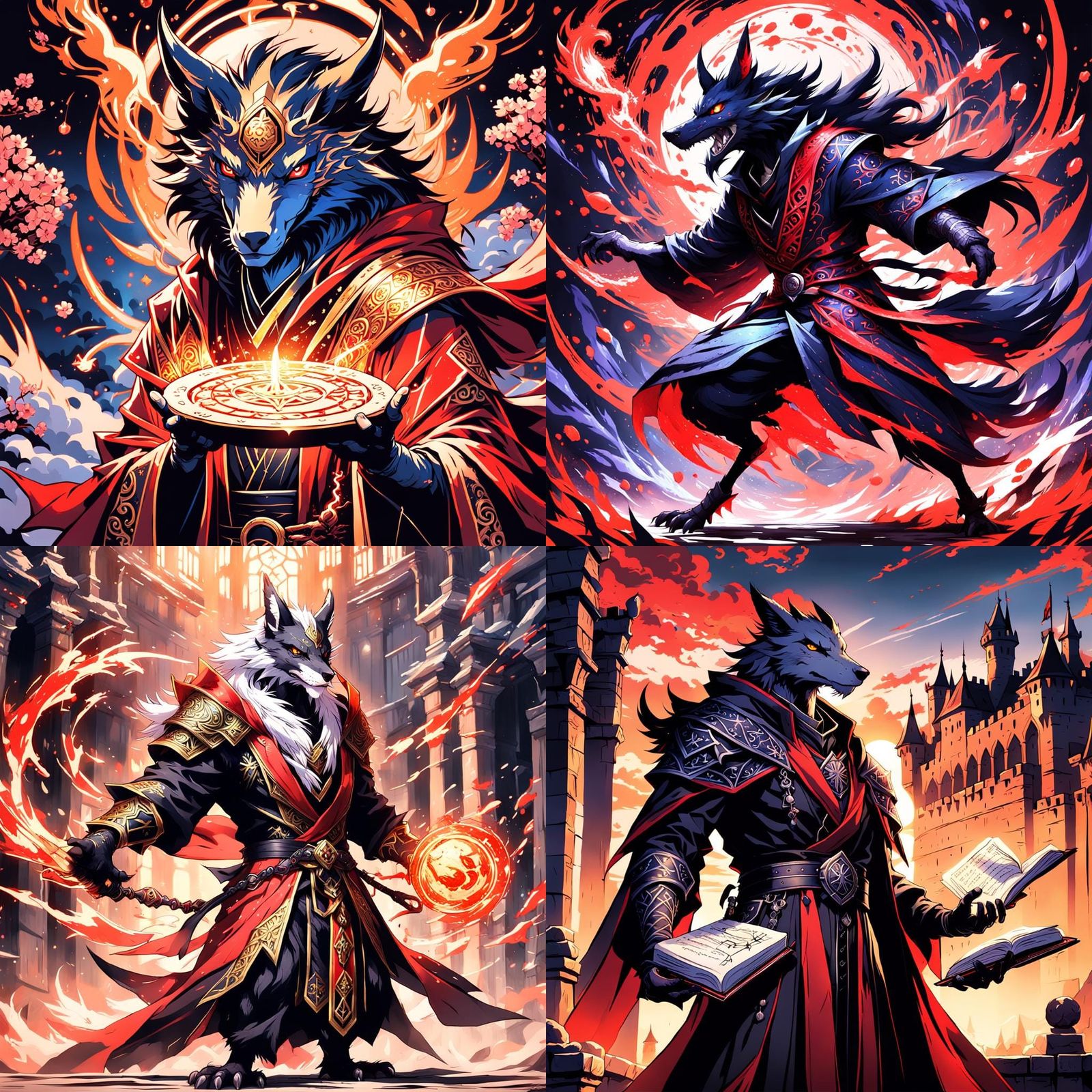 Sergal Furry Red Mage in Anime Style