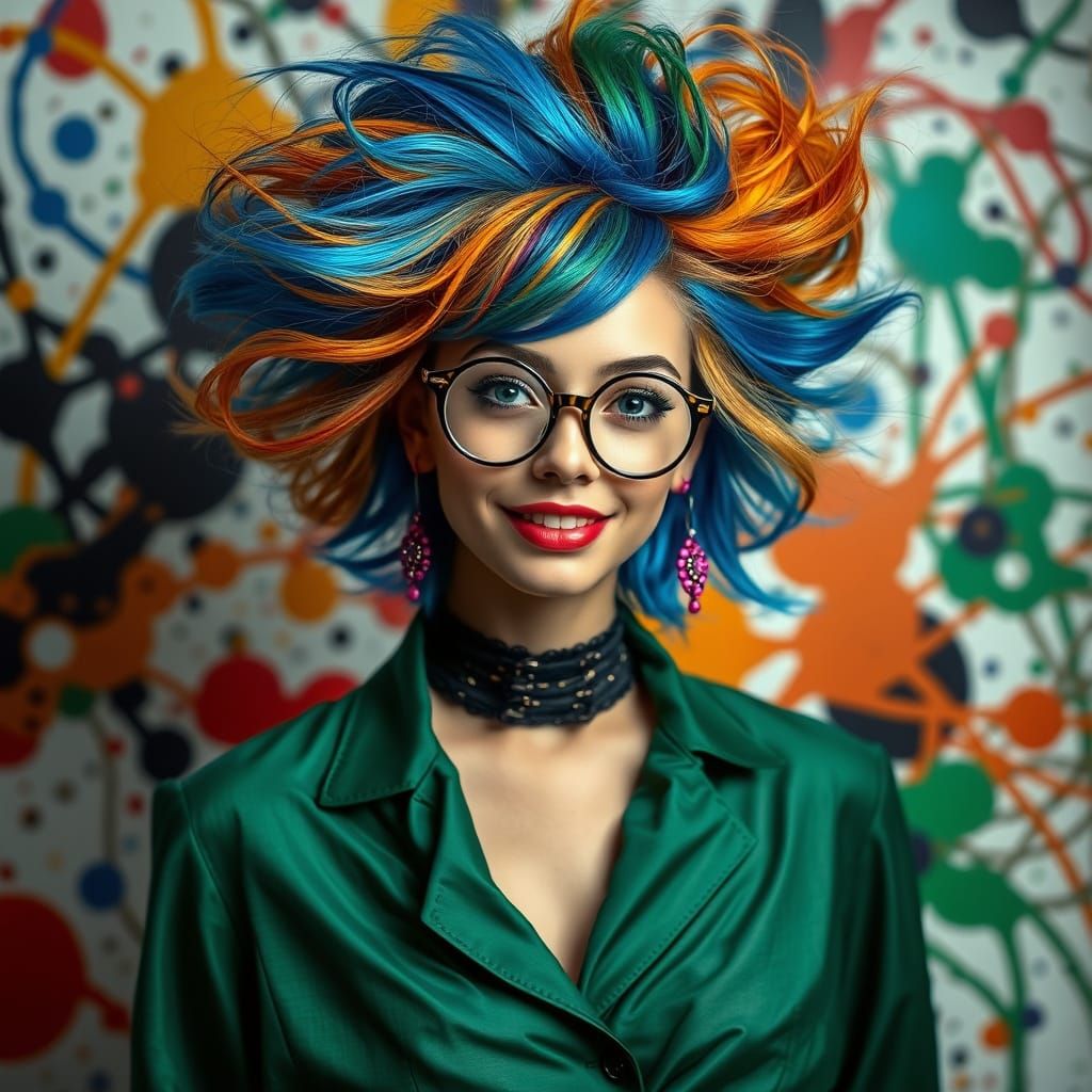 Surrealist Fashion Portrait in Cyberpunk Aesthetic