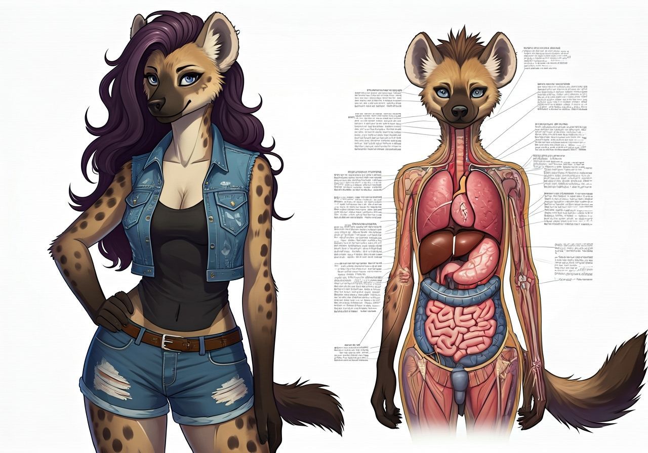 Anatomical Blueprint of Anthropomorphic Hyena Illustration