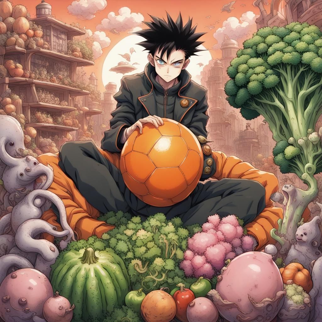 Cyberpunk Gohan in Goth Manga Vegetable Garden