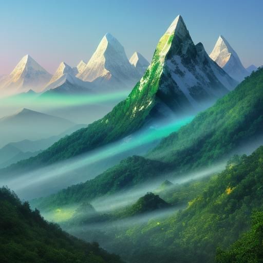 Crystal Palace in Himalayan Valley: Surreal Scene