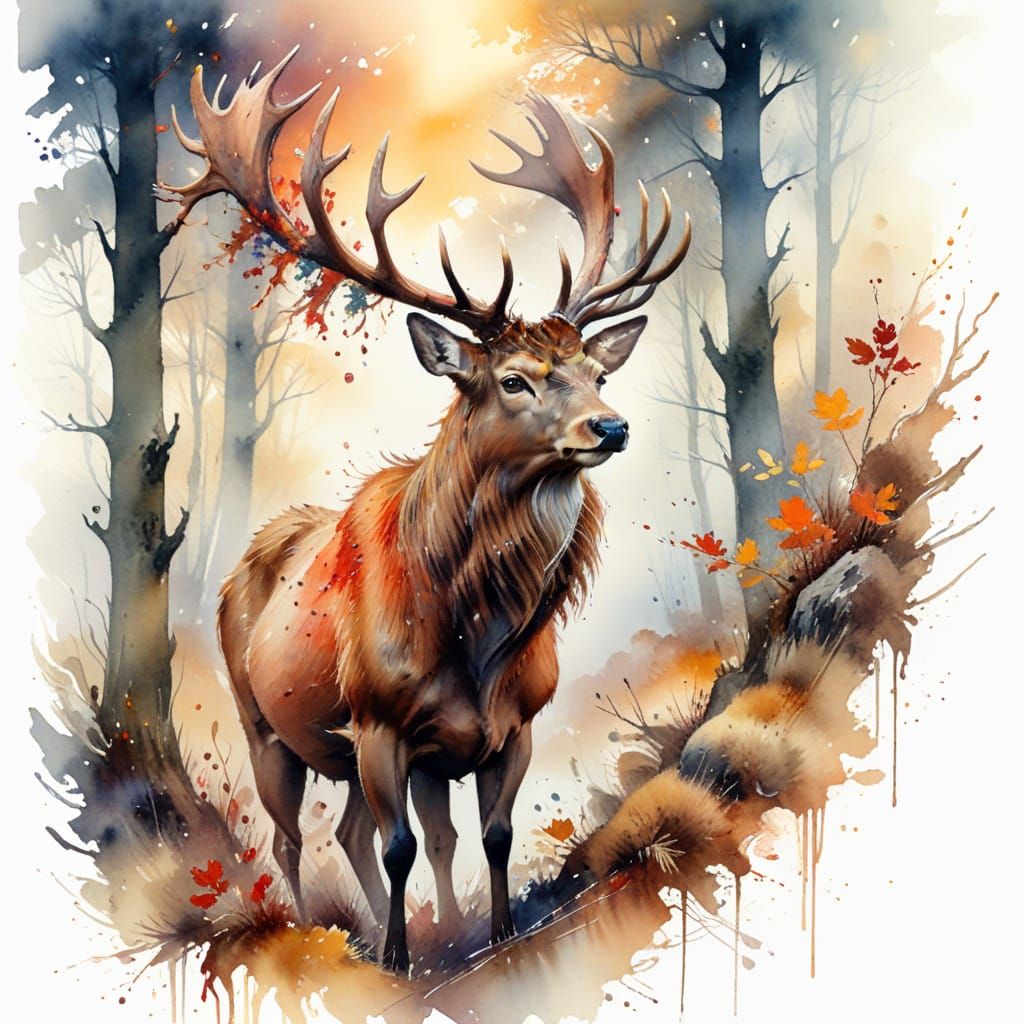 Majestic Red Deer Stag at Autumn Dawn