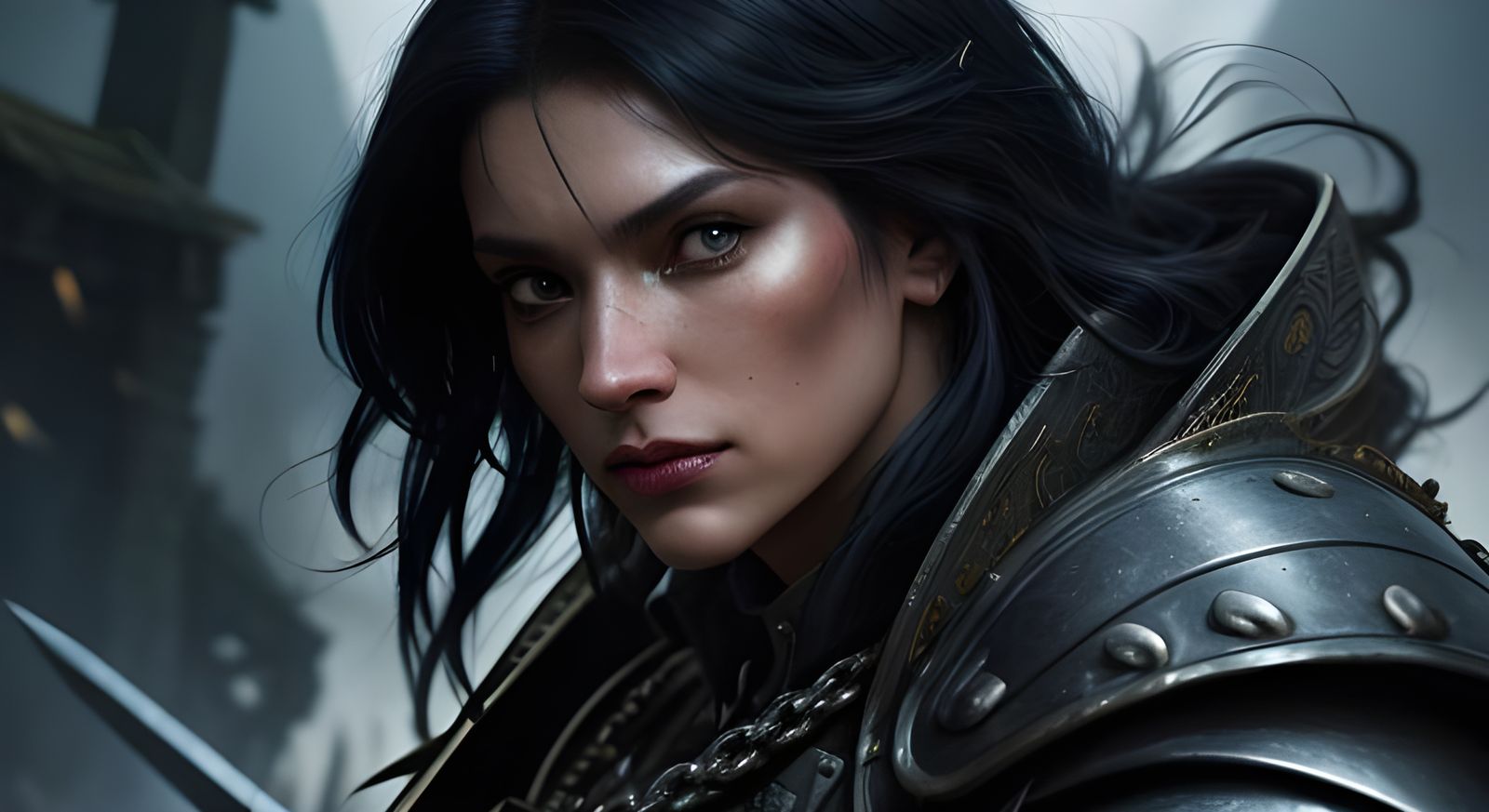 Epic Dark Fantasy Warrior Battles Orc