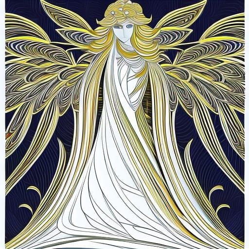 Golden Haired Angel in Abstract Fractal Style