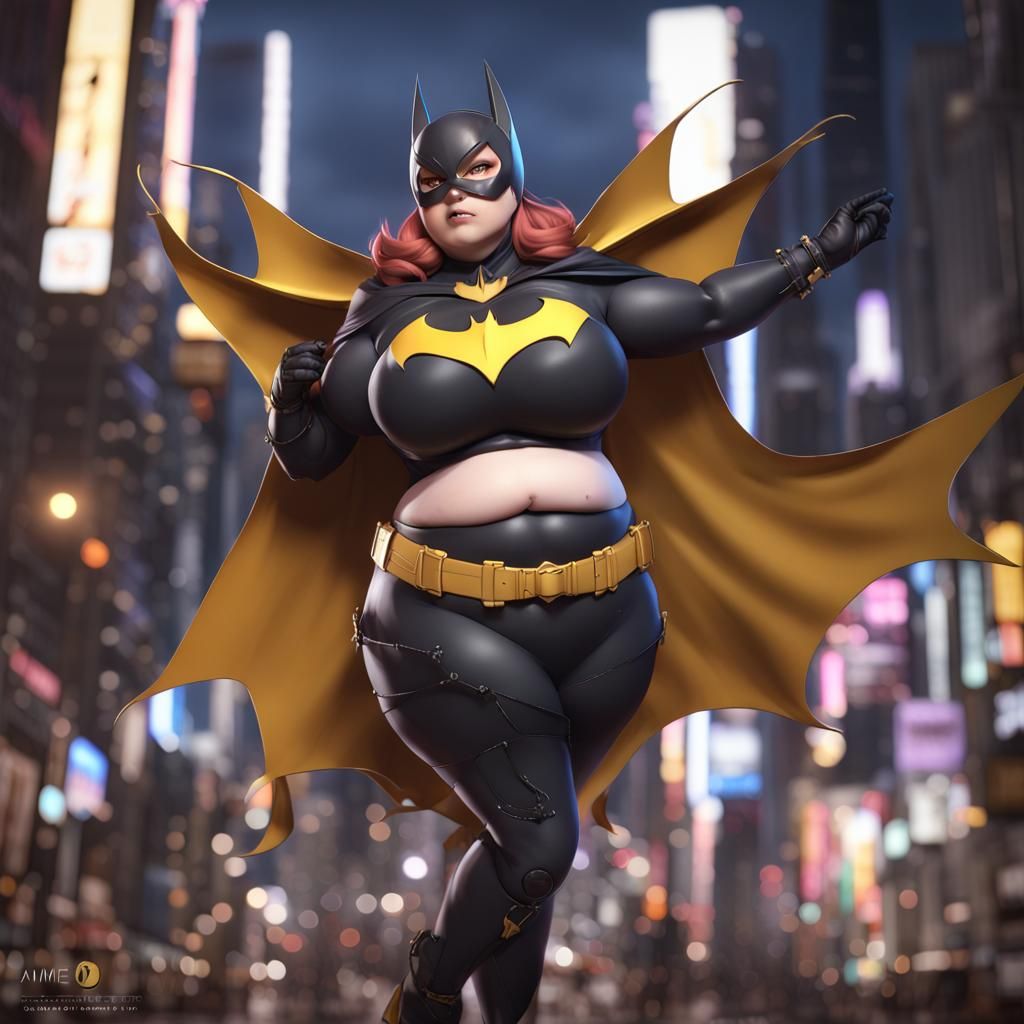 Curvy Batgirl: Detailed 3D Anime Art