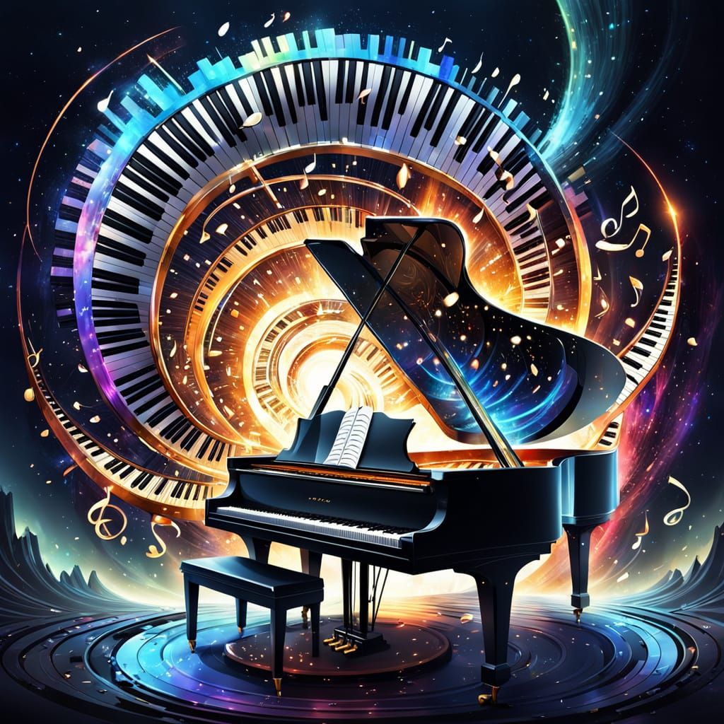 Dazzling Abstract Spiral of Musical Notes