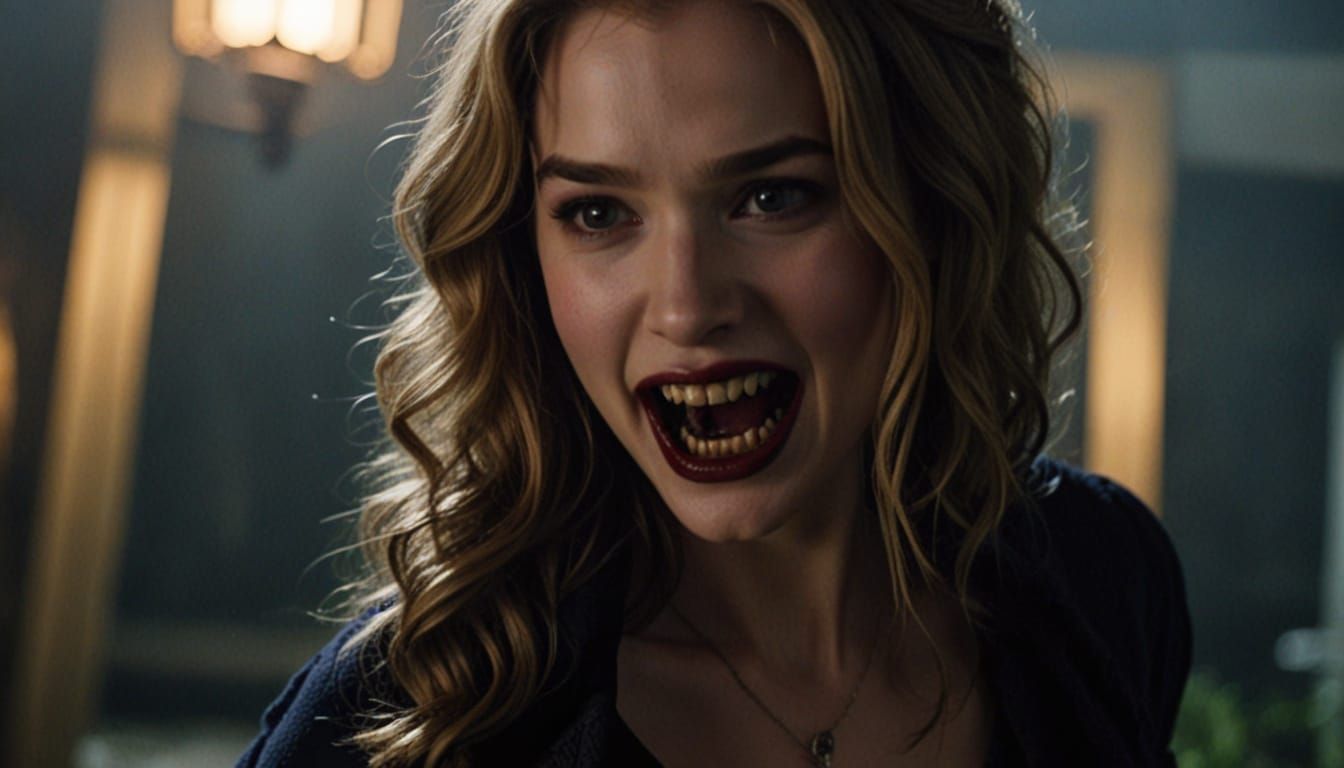 Roaring Vampire with Fangs and Jaws