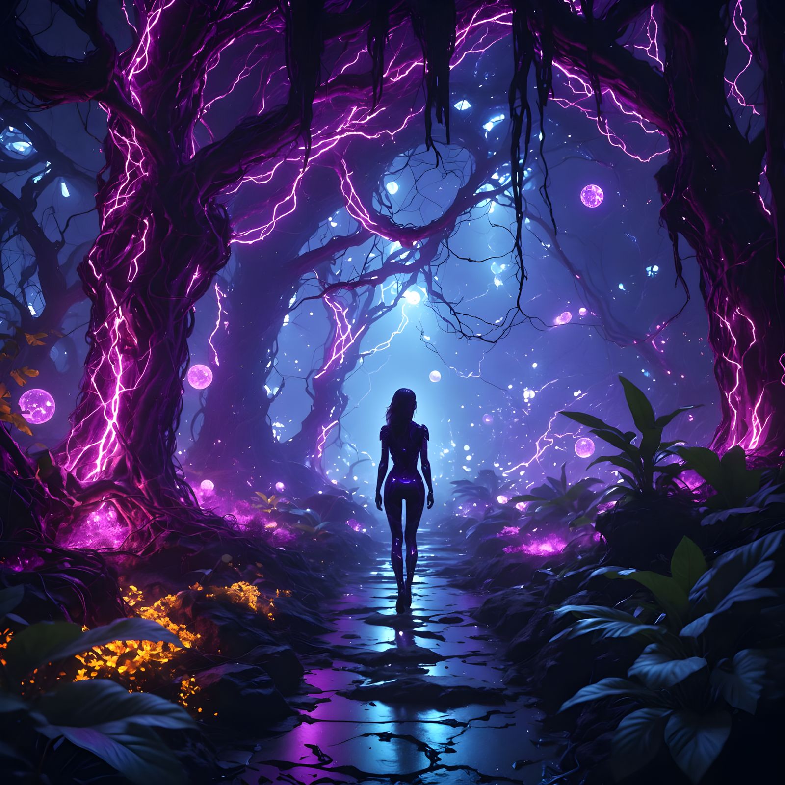 Electro Ultra Violet Cyber Natural Abstract