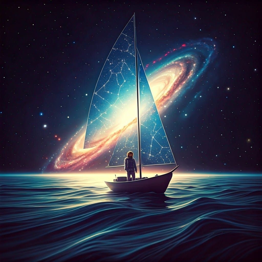 Astronaut Sailing Through Dreamlike Cosmos