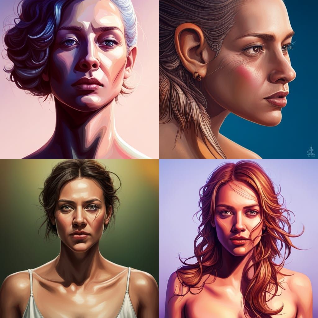 Two-Faced Woman: Hyperrealistic Portrait of Joy and Sorrow