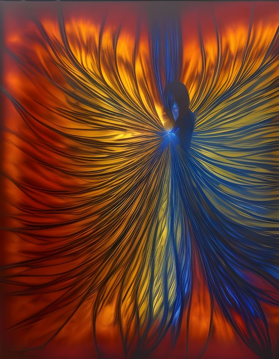 Angels with Wings of Fire in Charcoal Resin