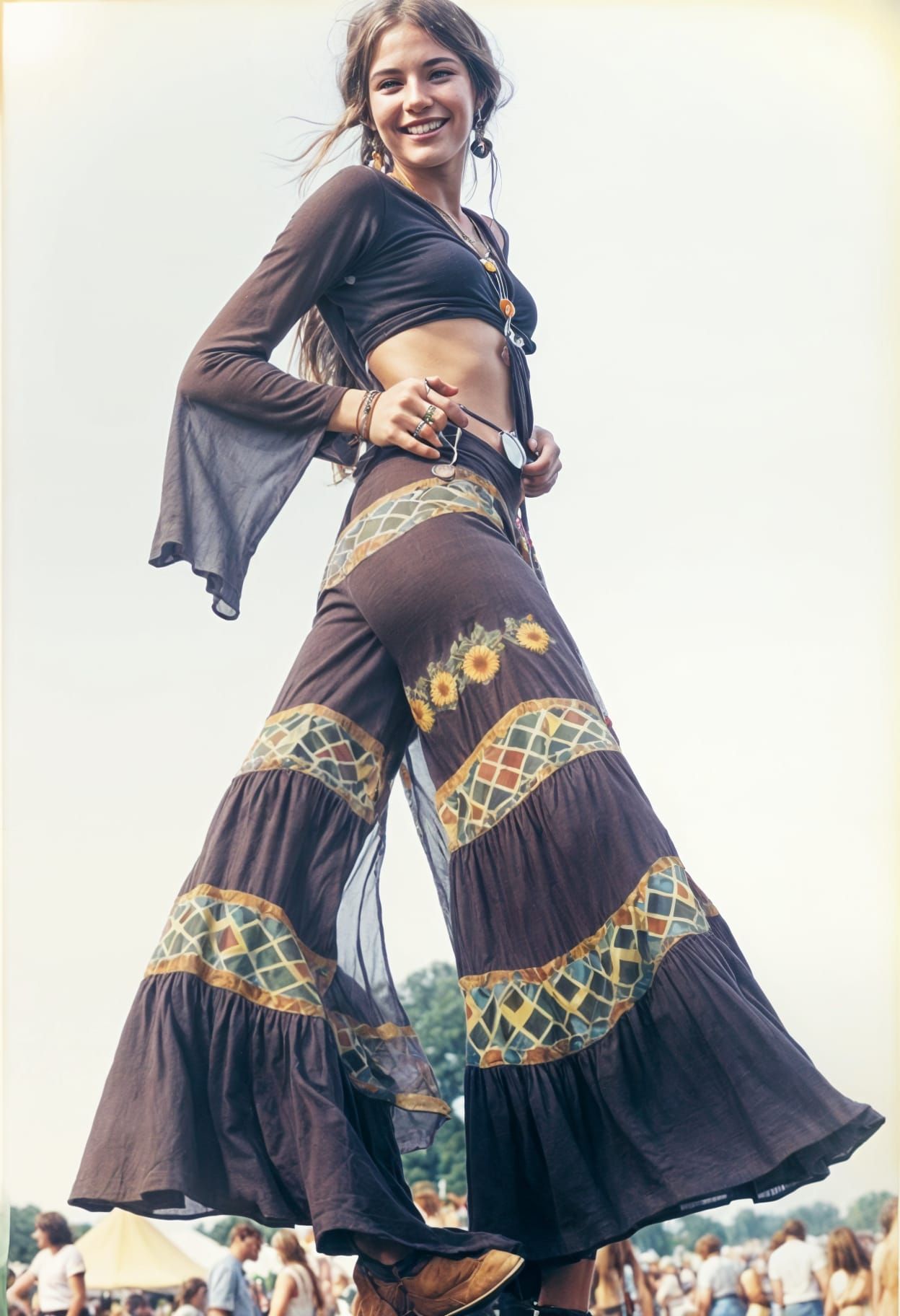 Young Woman at Woodstock Festival, Vintage Photograph