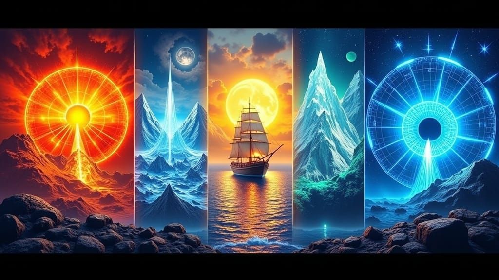 Dramatic 3D Movie Poster Featuring Four Elements