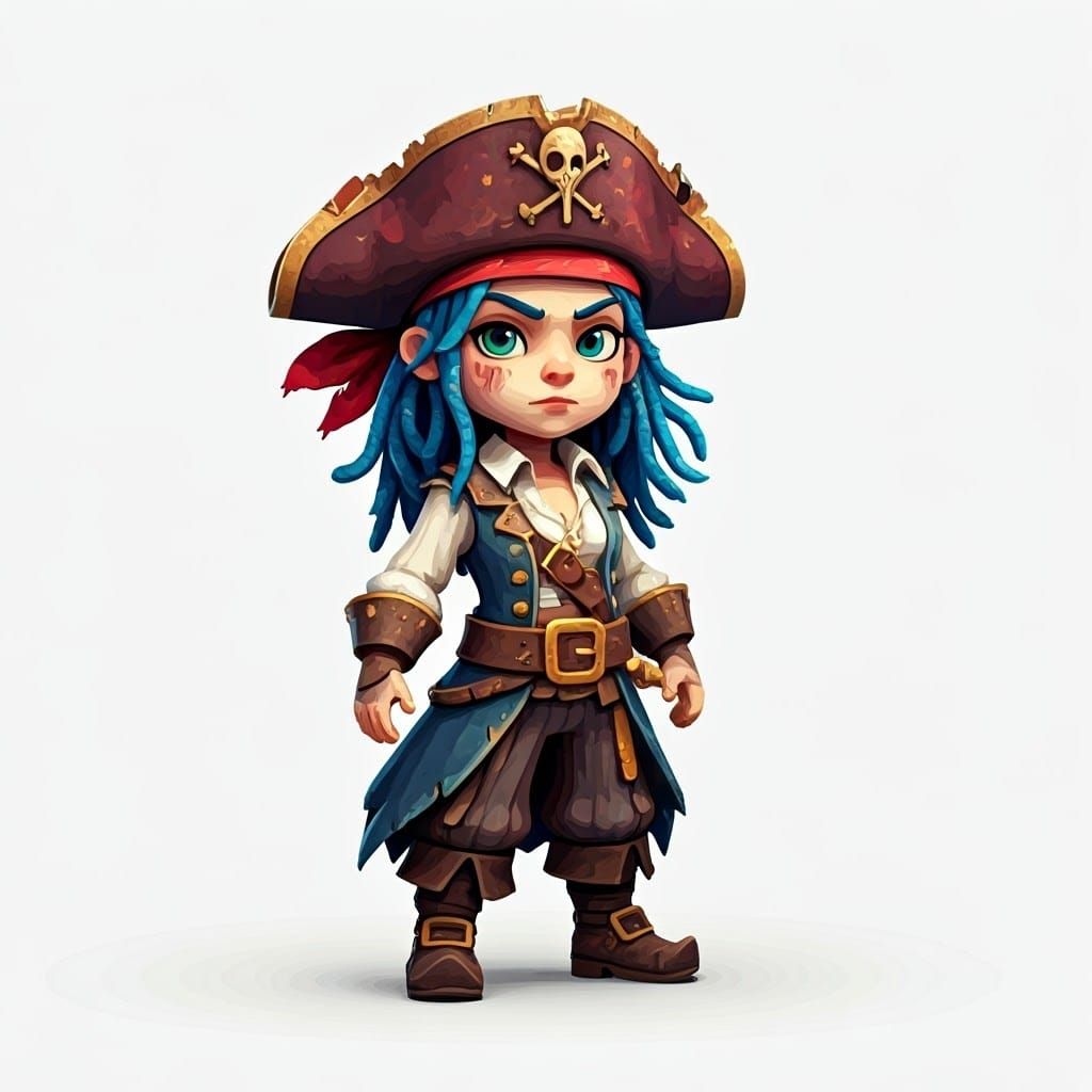 Colorful Paper Pirate Girl Fantasy Concept Art
