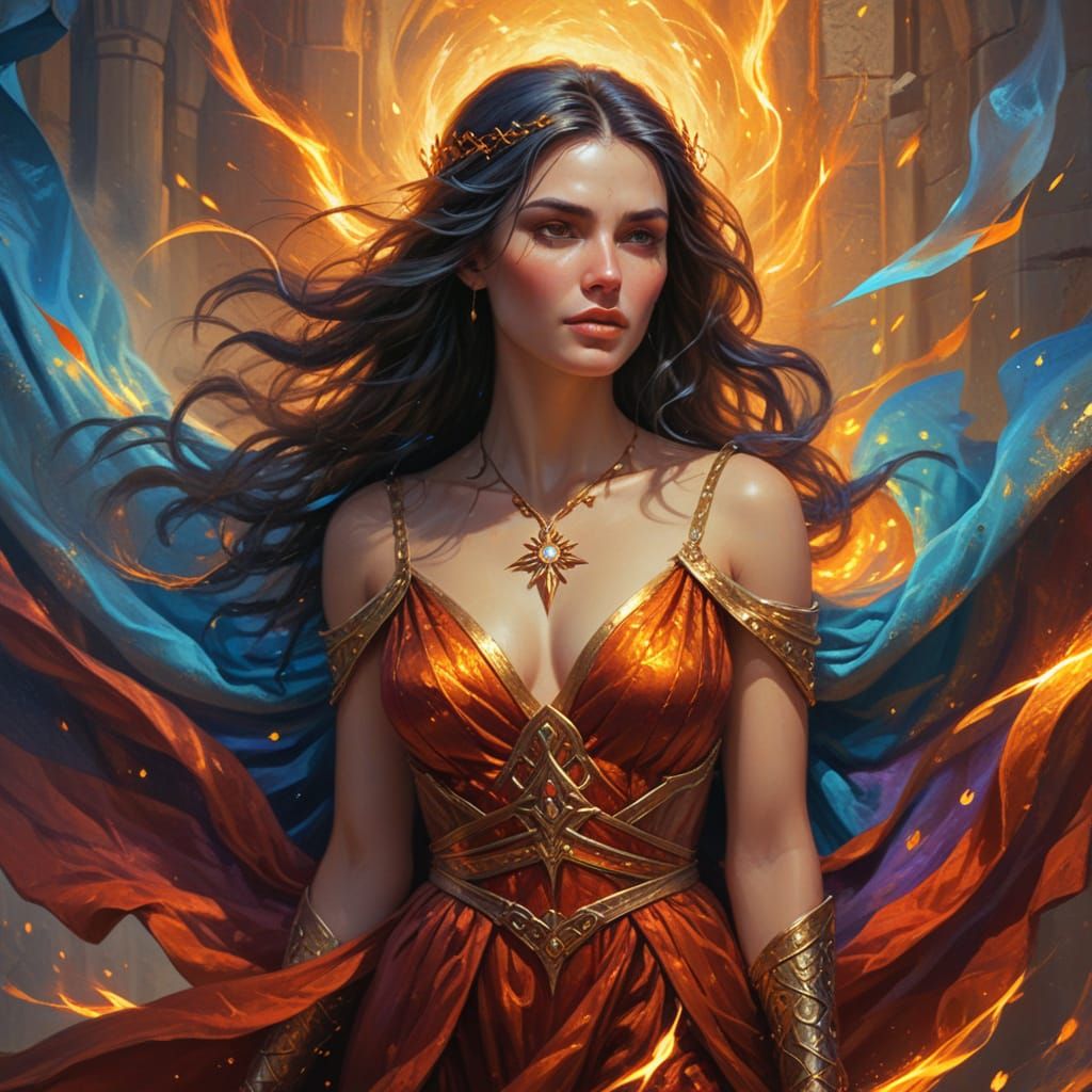Enchanted Sorceress in Oil Painting Style