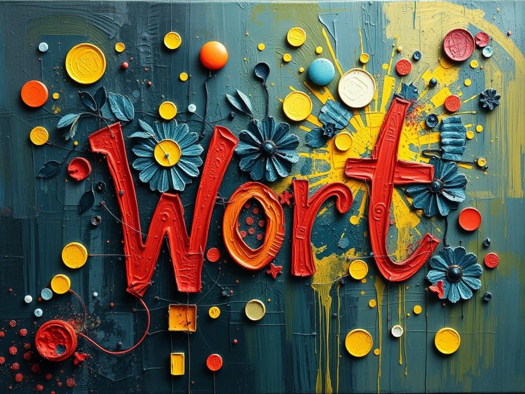 Abstract Art in Impasto Style with Vibrant Colors