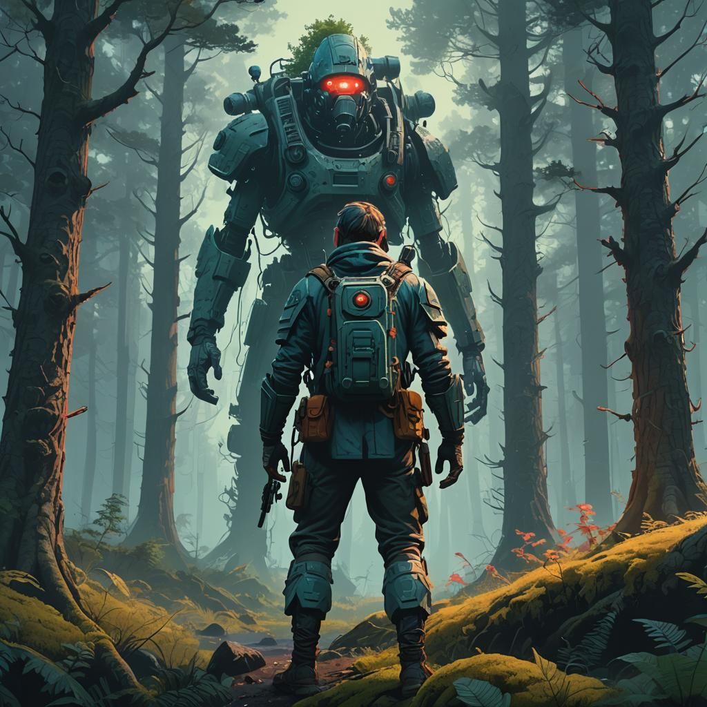 Mystical Forest Adventurer in Fantasy Illustration Style