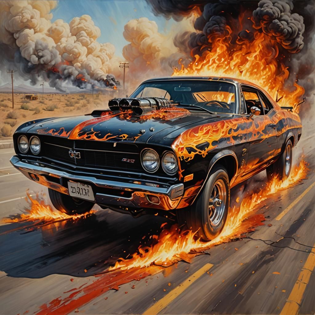 Demonic Muscle Car on the Highway to Hell