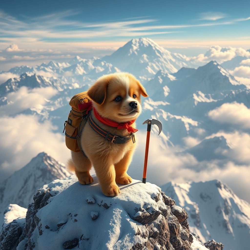 Cute Puppy Conquers Snowy Himalayan Peaks