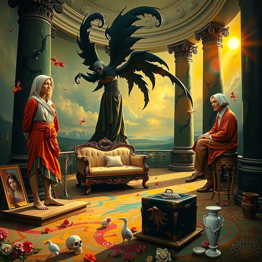 Hyperrealistic Sculpture Reflecting Life and Infinity