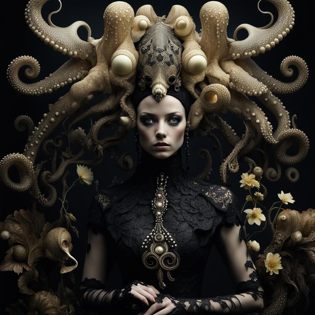 Octopus Fairy with Snails in 3D Render