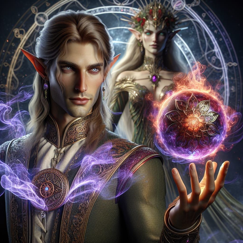 elven male warlock with the Archfey as his patron