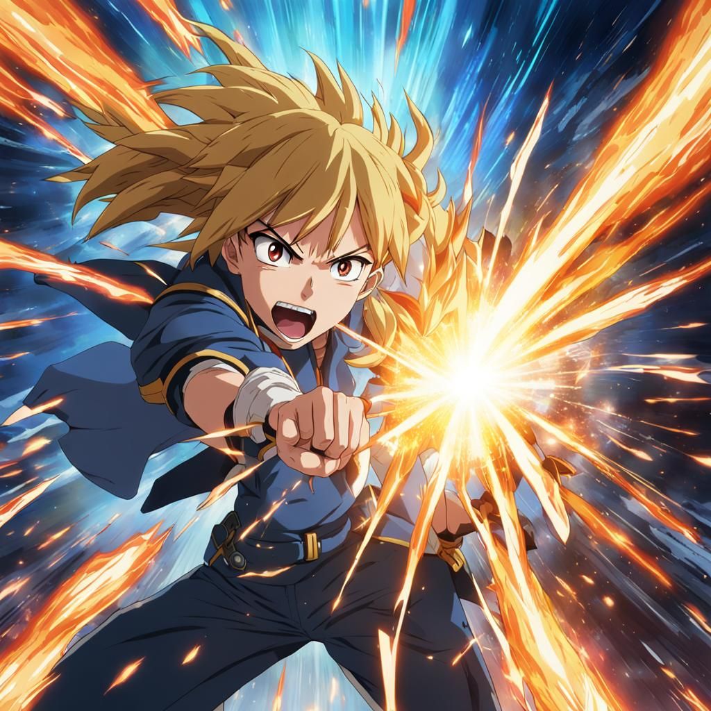 Anime Girl Unleashes Massive Energy Attack