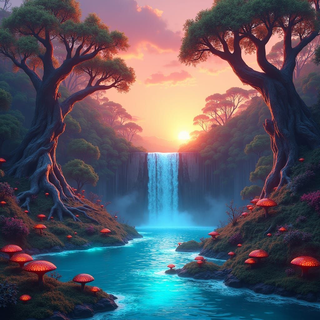 Surreal Australian Sunset Landscape in Digital Matte Paintin...
