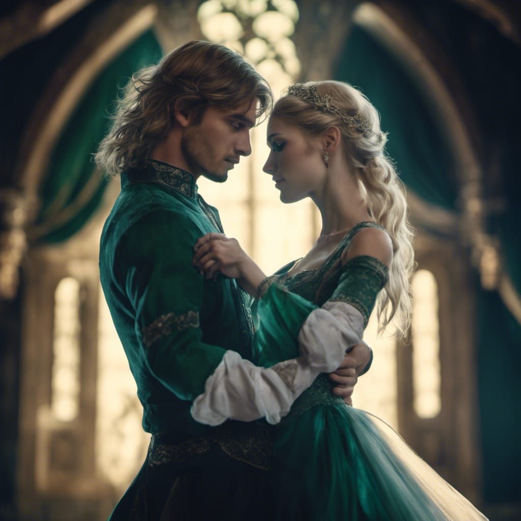 Fantasy Ballroom Dance: Teen and Elf in Romantic Shadows