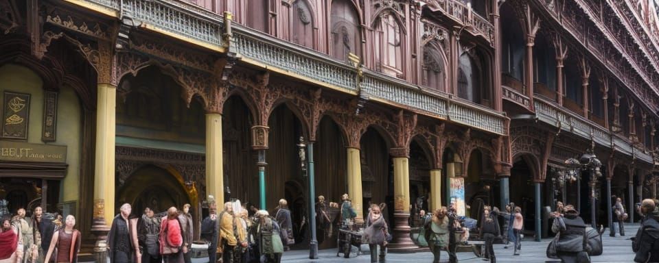 Leadenhall Market Scene: Detailed Digital Matte Painting