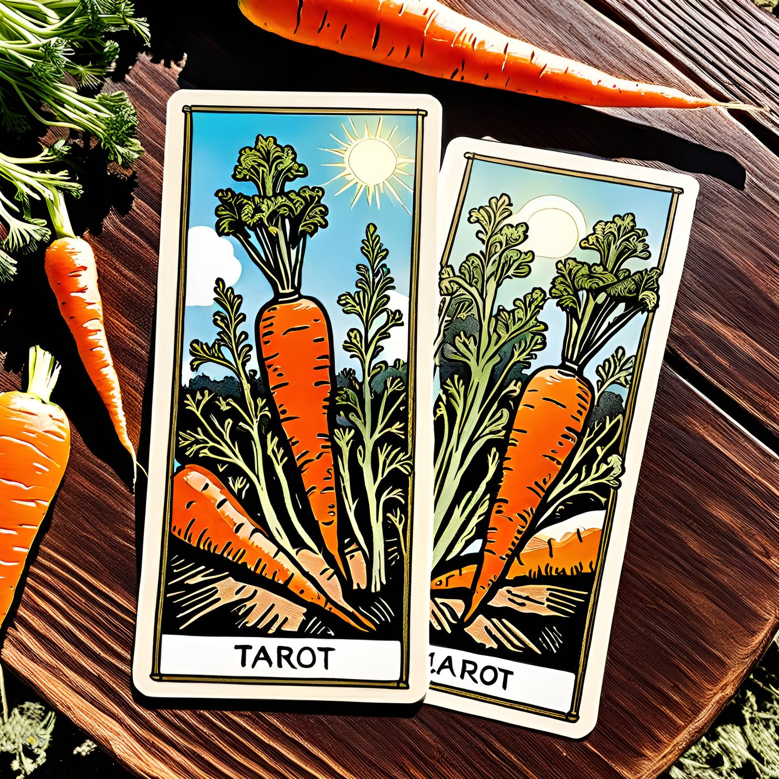 Carrot Tarot Card in Sunlight