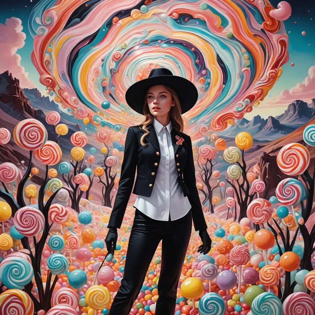 Candy Art Surrealism: Girl in Black Suit